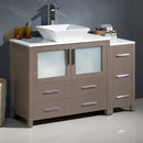 Fresca Torino 48" Gray Oak Modern Bathroom Cabinets with Top and Vessel Sink FCB62-3612GO-CWH-V