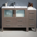 Fresca Torino 48" Gray Oak Modern Bathroom Cabinet with Integrated Sink FCB62-3612GO-I