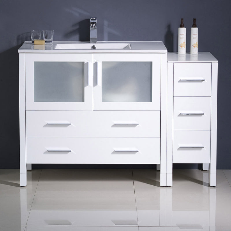 Fresca Torino 48" White Modern Bathroom Cabinets with Integrated Sink FCB62-3612WH-I