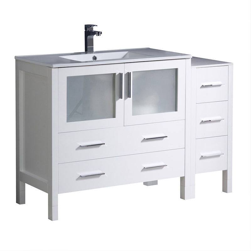 Fresca Torino 48" White Modern Bathroom Cabinets w/ Integrated Sink FCB62-3612WH-I