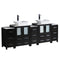Fresca Torino 84" Espresso Modern Double Sink Bathroom Cabinets w/ Tops & Vessel Sinks FCB62-72ES-CWH-V