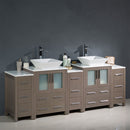 Fresca Torino 84" Gray Oak Modern Double Sink Bathroom Cabinets with Tops and Vessel Sinks FCB62-72GO-CWH-V