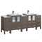 Fresca Torino 84" Gray Oak Modern Double Sink Bathroom Cabinets w/ Integrated Sinks FCB62-72GO-I