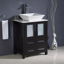 Fresca Torino 24" Espresso Modern Bathroom Cabinet with Top and Vessel Sink FCB6224ES-CWH-V