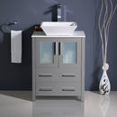 Fresca Torino 24" Gray Modern Bathroom Cabinet with Top and Vessel Sink FCB6224GR-CWH-V