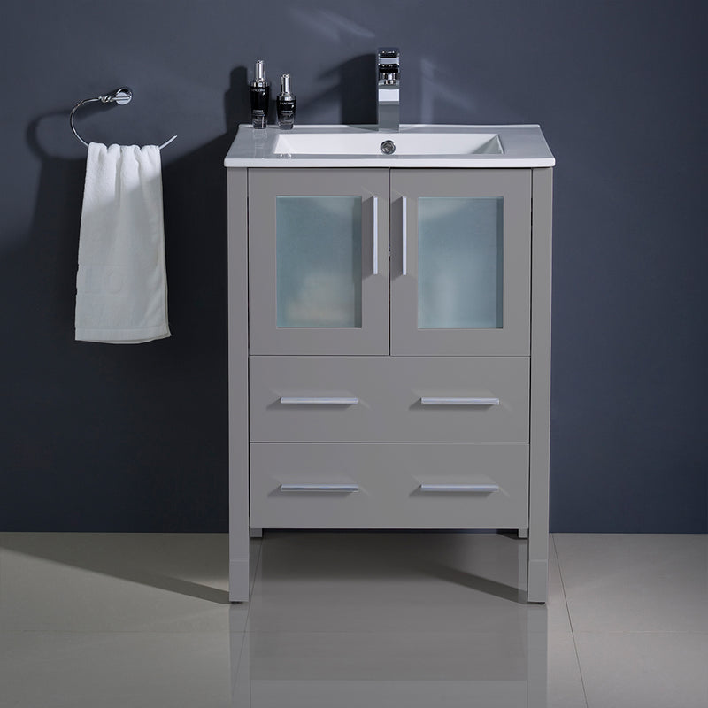 Fresca Torino 24" Gray Modern Bathroom Cabinet with Integrated Sink FCB6224GR-I