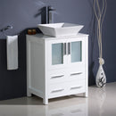 Fresca Torino 24" White Modern Bathroom Cabinet with Top and Vessel Sink FCB6224WH-CWH-V