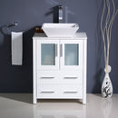 Fresca Torino 24" White Modern Bathroom Cabinet with Top and Vessel Sink FCB6224WH-CWH-V