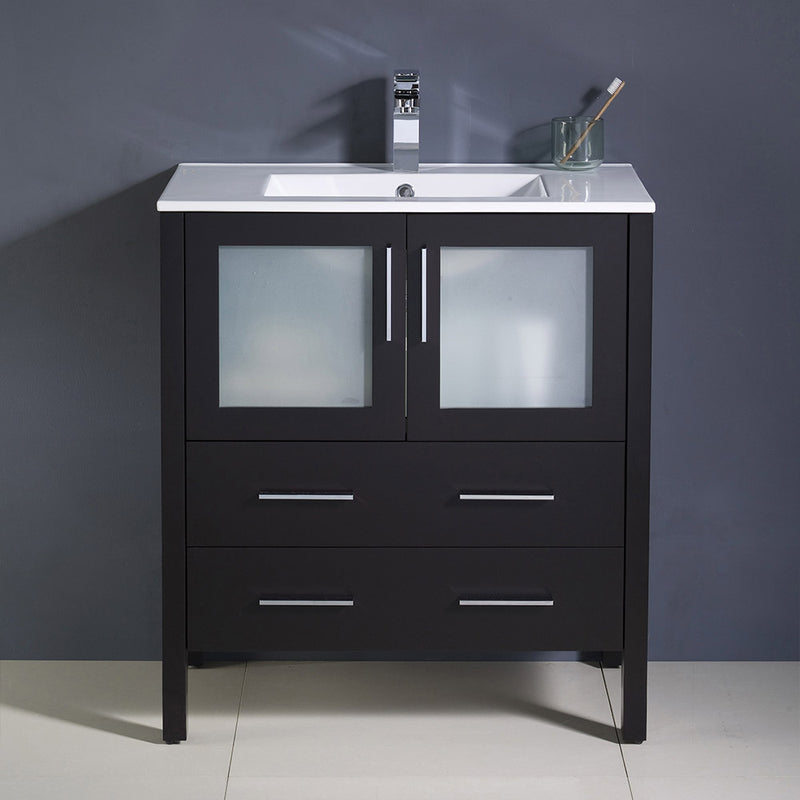 Fresca Torino 30" Espresso Modern Bathroom Cabinet with Integrated Sink FCB6230ES-I