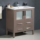 Fresca Torino 30" Gray Oak Modern Bathroom Cabinet with Integrated Sink FCB6230GO-I