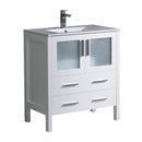 Fresca Torino 30" White Modern Bathroom Cabinet w/ Integrated Sink FCB6230WH-I