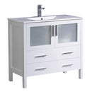 Fresca Torino 36" White Modern Bathroom Cabinet w/ Integrated Sink FCB6236WH-I