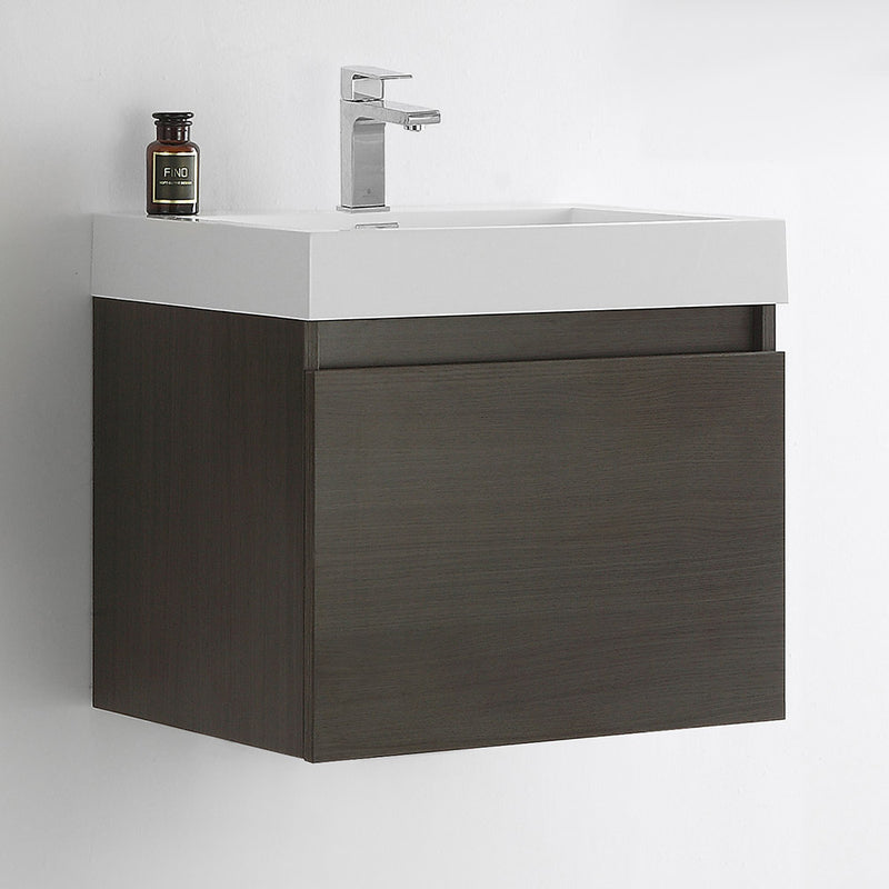 Fresca Nano 24" Gray Oak Modern Bathroom Cabinet with Integrated Sink FCB8006GO-I