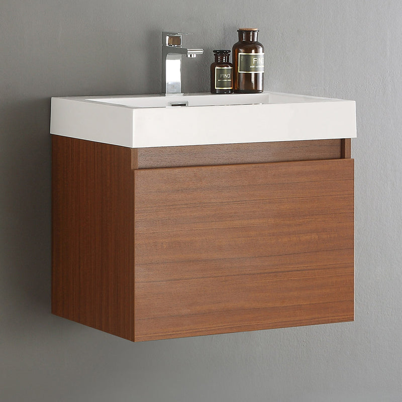 Fresca Nano 24" Teak Modern Bathroom Cabinet with Integrated Sink FCB8006TK-I