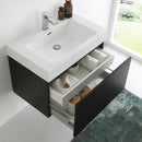 Fresca Mezzo 30" Black Wall Hung Modern Bathroom Cabinet with Integrated Sink FCB8007BW-I