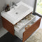 Fresca Mezzo 30" Teak Wall Hung Modern Bathroom Cabinet with Integrated Sink FCB8007TK-I