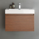 Fresca Mezzo 30" Teak Wall Hung Modern Bathroom Cabinet with Integrated Sink FCB8007TK-I