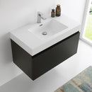 Fresca Mezzo 36" Black Wall Hung Modern Bathroom Cabinet with Integrated Sink FCB8008BW-I