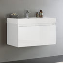 Fresca Mezzo 36" White Wall Hung Modern Bathroom Cabinet with Integrated Sink FCB8008WH-I