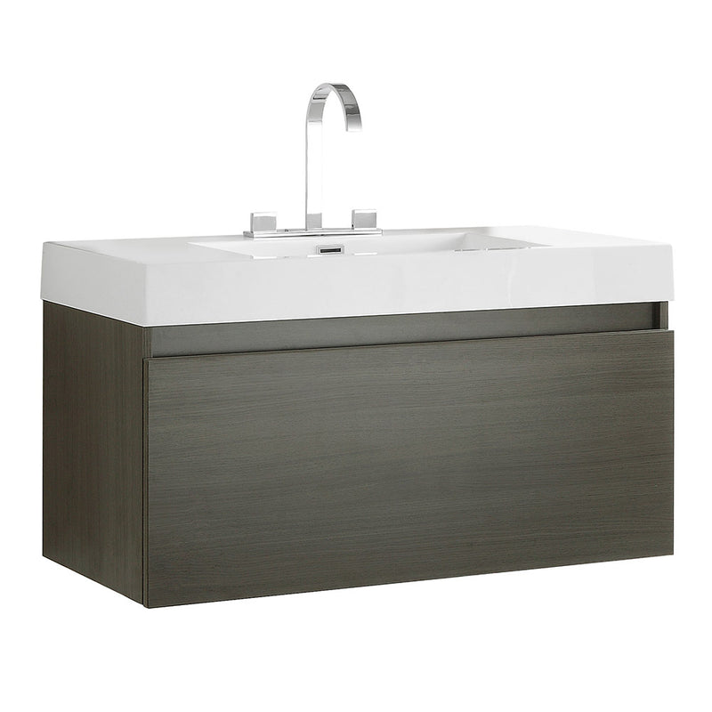 Fresca Mezzo 39" Gray Oak Modern Bathroom Cabinet w/ Integrated Sink FCB8010GO-I