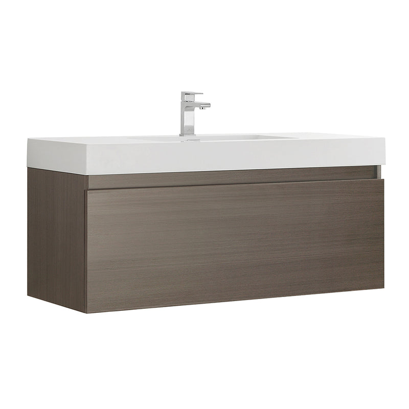 Fresca Mezzo 48" Gray Oak Wall Hung Modern Bathroom Cabinet w/ Integrated Sink FCB8011GO-I