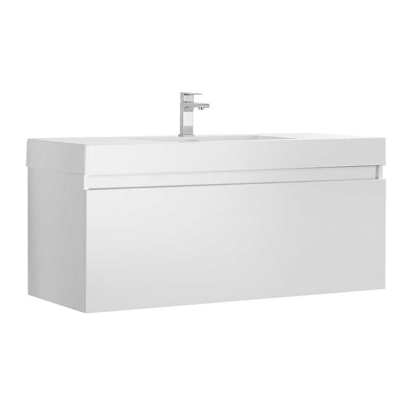 Fresca Mezzo 48" White Wall Hung Modern Bathroom Cabinet w/ Integrated Sink FCB8011WH-I