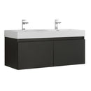 Fresca Mezzo 48" Black Wall Hung Double Sink Modern Bathroom Cabinet w/ Integrated Sink FCB8012BW-I