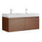 Fresca Mezzo 48" Teak Wall Hung Double Sink Modern Bathroom Cabinet w/ Integrated Sink FCB8012TK-I