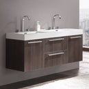 Fresca Opulento 54" Gray Oak Modern Double Sink Bathroom Cabinet with Integrated Sinks FCB8013GO-I