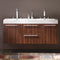 Fresca Opulento 54" Walnut Modern Double Sink Cabinet with Integrated Sinks FCB8013GW-I