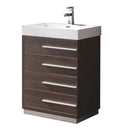 Fresca Livello 24" Gray Oak Modern Bathroom Cabinet w/ Integrated Sink FCB8024GO-I