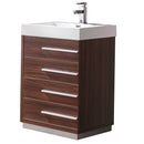 Fresca Livello 24" Walnut Modern Bathroom Cabinet w/ Integrated Sink FCB8024GW-I