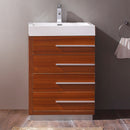 Fresca Livello 24" Teak Modern Bathroom Cabinet with Integrated Sink FCB8024TK-I