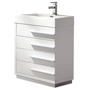 Fresca Livello 24" White Modern Bathroom Cabinet w/ Integrated Sink FCB8024WH-I