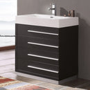 Fresca Livello 30" Black Modern Bathroom Cabinet with Integrated Sink FCB8030BW-I