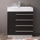 Fresca Livello 30" Black Modern Bathroom Cabinet with Integrated Sink FCB8030BW-I