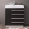 Fresca Livello 30" Black Modern Bathroom Cabinet with Integrated Sink FCB8030BW-I