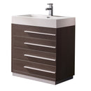 Fresca Livello 30" Gray Oak Modern Bathroom Cabinet w/ Integrated Sink FCB8030GO-I