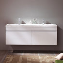Fresca Largo 57"White Modern Double Sink Bathroom Cabinet with Integrated Sinks FCB8040WH-I