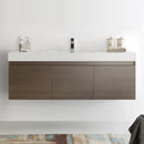 Fresca Mezzo 60" Gray Oak Wall Hung Single Sink Modern Bathroom Cabinet with Integrated Sink FCB8041GO-I