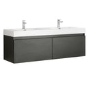 Fresca Mezzo 60" Black Wall Hung Double Sink Modern Bathroom Cabinet w/ Integrated Sink FCB8042BW-I