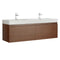 Fresca Mezzo 60" Teak Wall Hung Double Sink Modern Bathroom Cabinet w/ Integrated Sink FCB8042TK-I