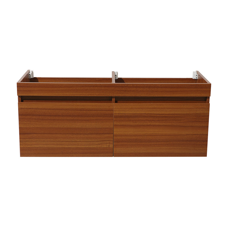 Fresca Mezzo 60" Teak Wall Hung Double Sink Modern Bathroom Cabinet FCB8042TK