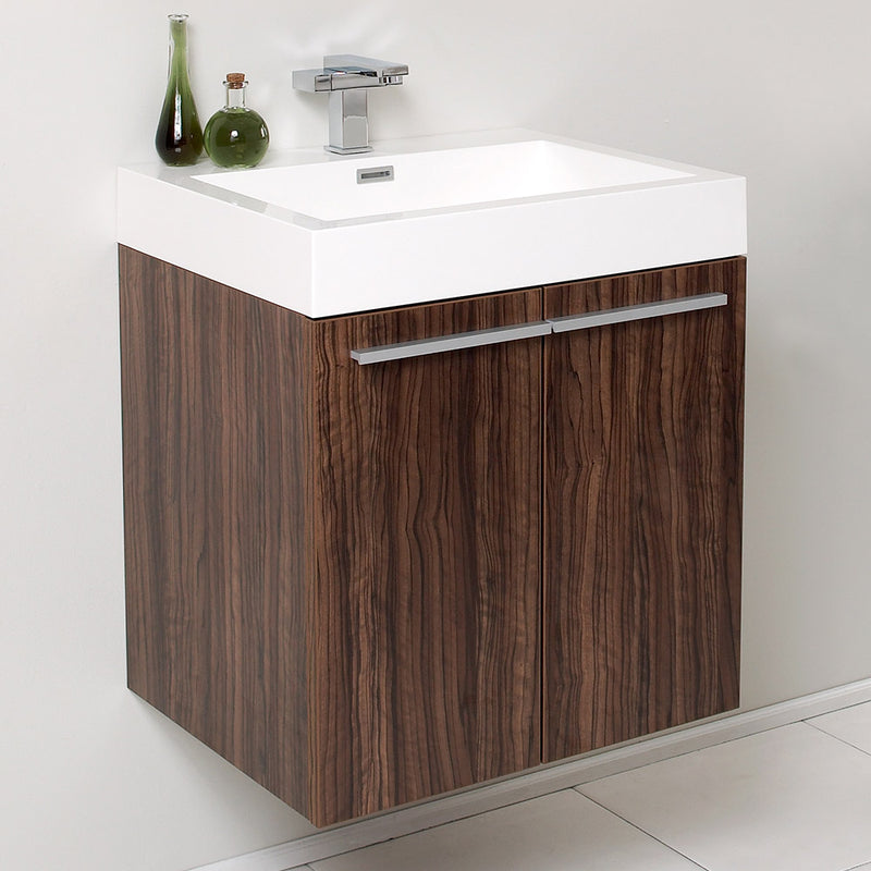 Fresca Alto 23" Walnut Modern Bathroom Cabinet with Integrated Sink FCB8058GW-I