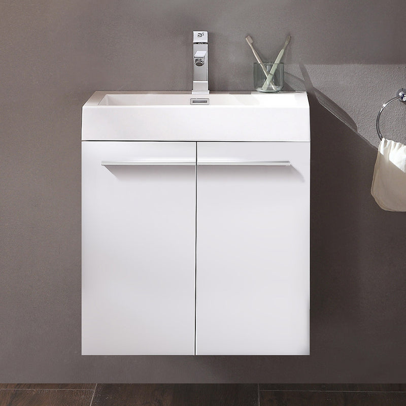 Fresca Alto 23" White Modern Bathroom Cabinet with Integrated Sink FCB8058WH-I