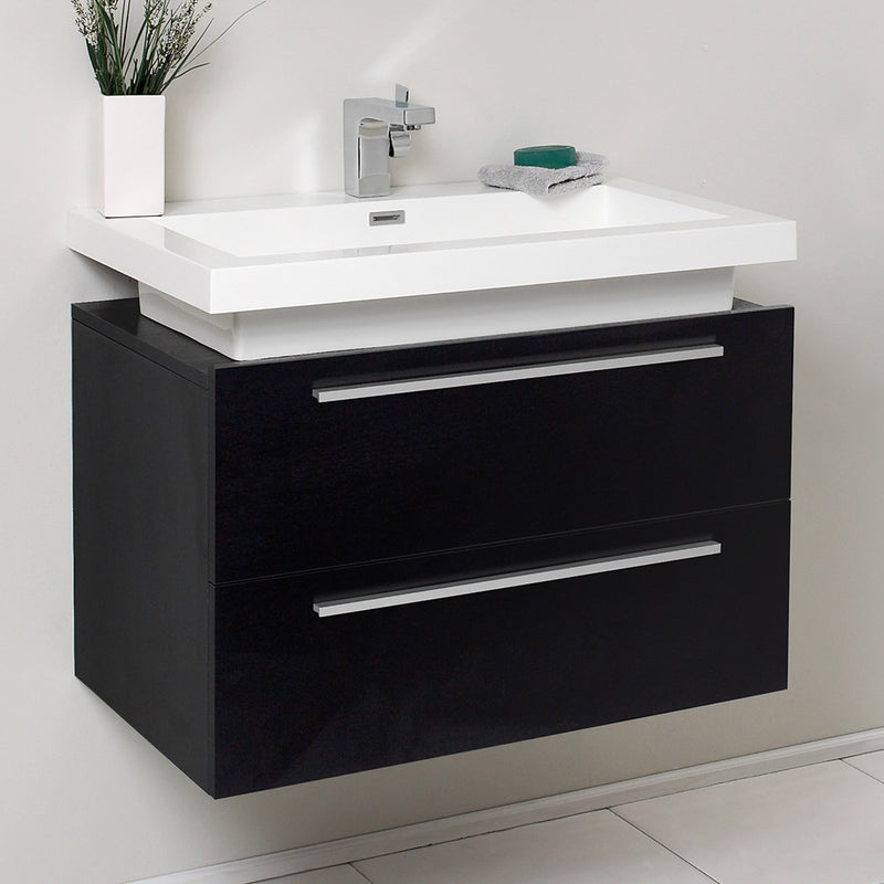 Fresca Medio 32" Black Modern Bathroom Cabinet w/ Vessel Sink FCB8080BW-I