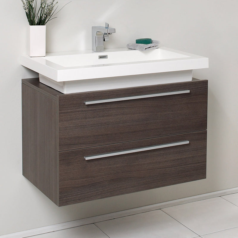 Fresca Medio 32" Gray Oak Modern Bathroom Cabinet with Vessel Sink FCB8080GO-I