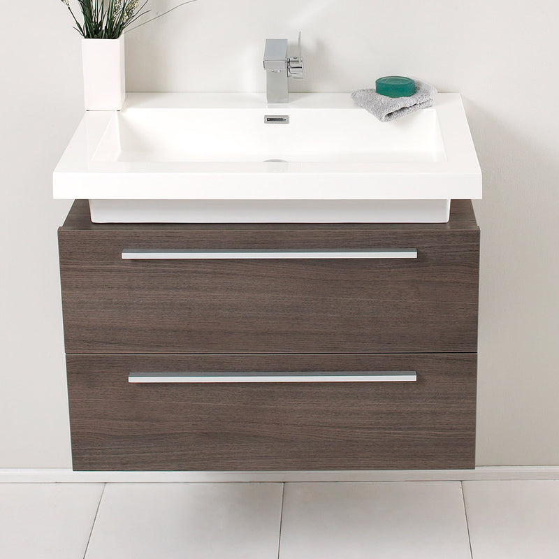 Fresca Medio 32" Gray Oak Modern Bathroom Cabinet with Vessel Sink FCB8080GO-I