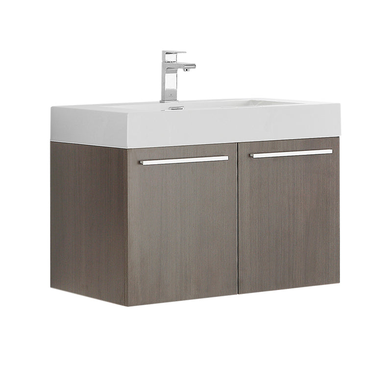 Fresca Vista 30" Gray Oak Wall Hung Modern Bathroom Cabinet w/ Integrated Sink FCB8089GO-I