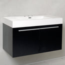 Fresca Vista 36" Black Modern Bathroom Cabinet with Integrated Sink FCB8090BW-I